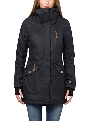 Berydale Parka para mujer con capucha y lazos para los pulgares, Negro, 36 (Talla del fabricante: S)