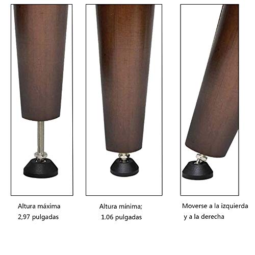 Bestgle 6piezas Patas ajustables regulables para muebles,Pies niveladores Base de Goma para nivelar Patas rosca M8x30mm