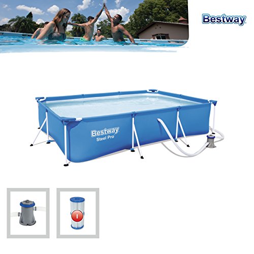 Bestway 56411 - Piscina Desmontable Tubular Infantil Deluxe Splash Frame Pool 300x201x66 cm Depuradora de cartucho de 1.249 litros/hora