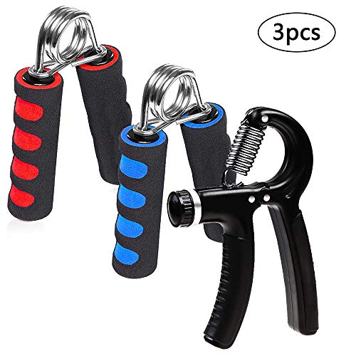 BETOY 3 pcs Fortalecedor de Agarre Manual + Ajustable Hand Grip Kit, Hand Gripper, Fortalecedor Apretón de Mano,Ejercitador de Dedos para rápidamente Creciente muñeca antebrazo y Dedo Fuerza