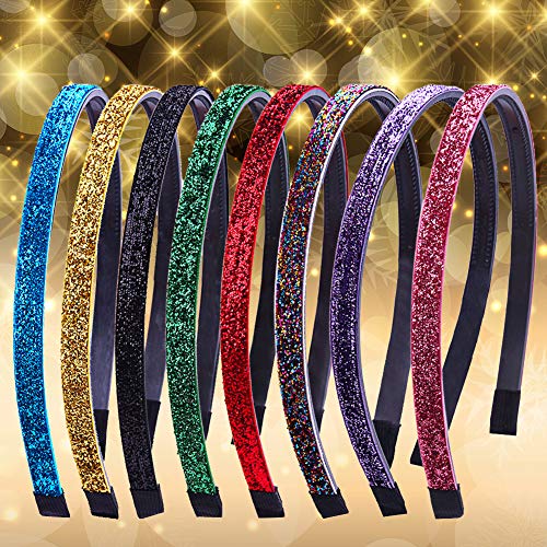 BETOY 8 Piezas Diademas Fashion Girls Women Glitter Diademas Sparkle Hoop Hair Plastic Accesorios para el Cabello