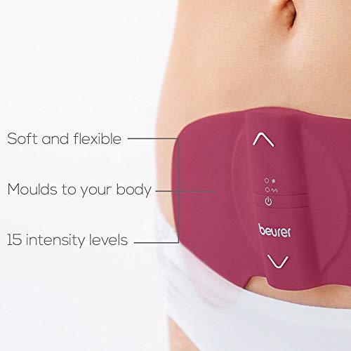 Beurer EM50 - Aparato para el alivio menstrual, electroestimulación Tens y función calor, alivio dolor menstrual y endometriosis, 15 niveles intensidad, color rosa