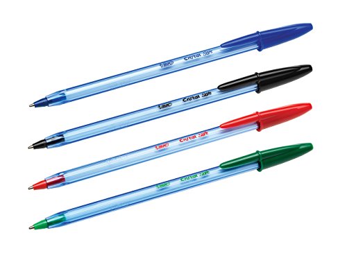 BIC Cristal Soft bolígrafos punta media (1,2 mm) - Azul, Blíster de 4 unidades