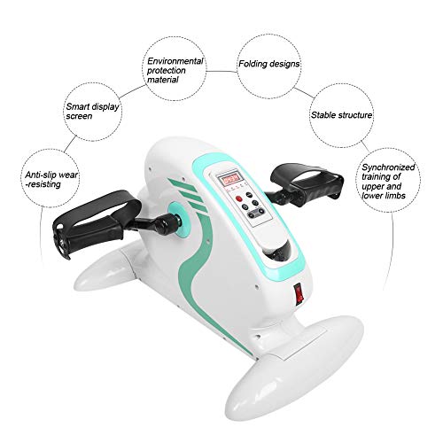 Bicicleta estática de rehabilitación, Ajuste Continuo Mini Bicicleta estática Ejercitador Sentado Bicicleta de Pedal estacionaria para piernas y Brazos Ciclismo con Monitor LED