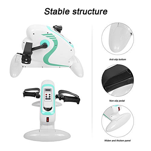 Bicicleta estática de rehabilitación, Ajuste Continuo Mini Bicicleta estática Ejercitador Sentado Bicicleta de Pedal estacionaria para piernas y Brazos Ciclismo con Monitor LED