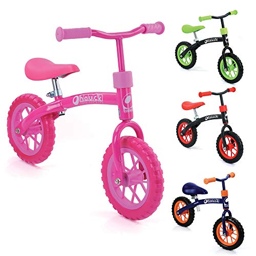 Bicicletas sin pedales para niños E-Z Rider de Hauck Toys - rueda de 10 pulgadas, para niños a partir de 2 años, manillar y sillín ajustables en altura, rosa.