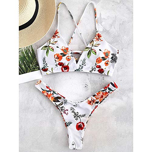 Bikinis Tankinis para Mujer Bikini De Mujer Sexy Traje De Baño con Estampado De Flores Vendaje Gancho Bikinis Conjuntos Traje De Baño Femenino Push Up Ropa De Playa Traje De Baño-WH_S