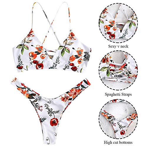 Bikinis Tankinis para Mujer Bikini De Mujer Sexy Traje De Baño con Estampado De Flores Vendaje Gancho Bikinis Conjuntos Traje De Baño Femenino Push Up Ropa De Playa Traje De Baño-WH_S