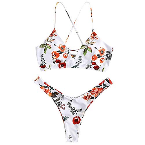 Bikinis Tankinis para Mujer Bikini De Mujer Sexy Traje De Baño con Estampado De Flores Vendaje Gancho Bikinis Conjuntos Traje De Baño Femenino Push Up Ropa De Playa Traje De Baño-WH_S