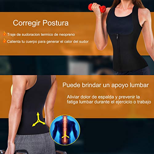 Bingrong Chaleco Neopreno Sauna Mujer Fajas Reductoras Adelgazantes Mujer Compresion para Adelgazante Sudoración para Deporte Fitness (Negro, X-Large)