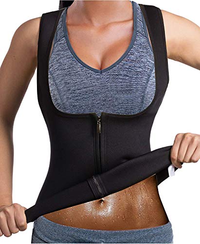 Bingrong Chaleco Neopreno Sauna Mujer Fajas Reductoras Adelgazantes Mujer Compresion para Adelgazante Sudoración para Deporte Fitness (Negro, X-Large)