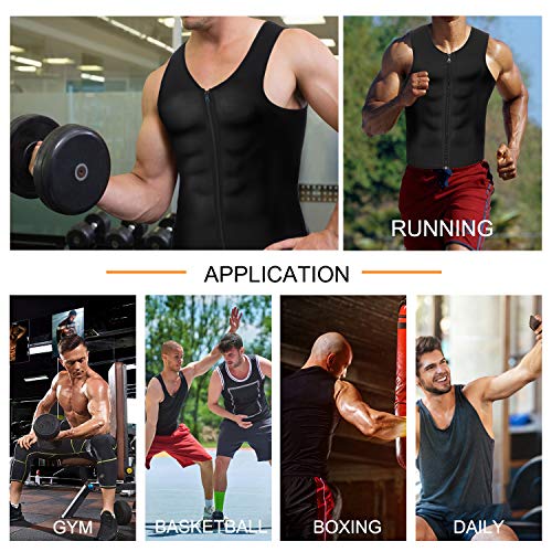 Bingrong Chaleco Sauna Hombre Fajas Reductoras Adelgazantes Hombres Compresion de Neopreno Chaleco para Adelgazante Sudoración con Cremallera para Deporte Fitness (Nergo, S)