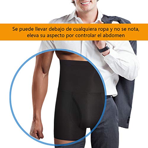 Bingrong Fajas Pantalones Braga Moldeadora Abdomen Hombre Boxers Calzoncillos Moldeador Orificio Fitness Ropa Interior Negra Elástico Shapewear for Men Faja Reductora Adelgazante (Negro, X-Large)