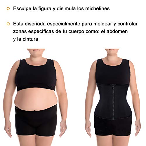 Bingrong Fitness Faja Cintura Entrenador de Cintura con Cremallera Faja Corset Fajas Reductoras Adelgazantes Mujer Waist Trainer Corset Faja Lumbar Moldeadora Bustier (Negro, Large)