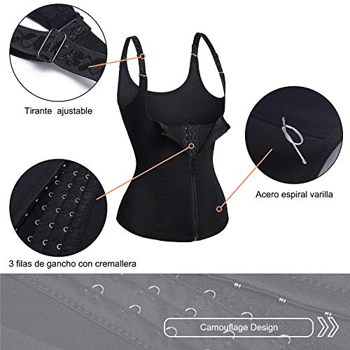 Bingrong Ropa Faja Reductora Mujer Adelgazante Lencería Moldeadora Shapewear Body Waist Trainer Corse de Abdomen Chaleco Moldeador Mujer (Negro, Small)