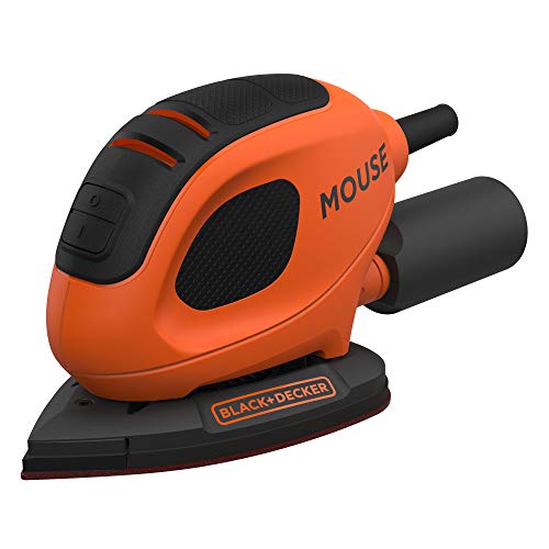 Black+Decker BEW230BCA-QS Lijadora de detalle Mouse 55W, 11.000 rpm, diámetro órbita 1.5 mm, incluye 10 accesorios y bolsa de transporte