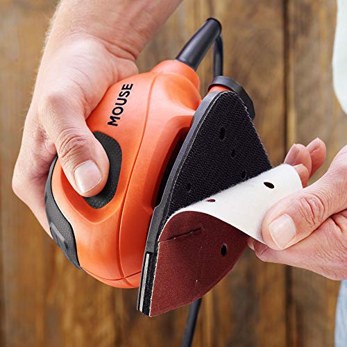 Black+Decker BEW230BCA-QS Lijadora de detalle Mouse 55W, 11.000 rpm, diámetro órbita 1.5 mm, incluye 10 accesorios y bolsa de transporte