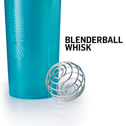 BlenderBottle Classic Loop - Botella Mezcladora de Batidos de proteínas con batidor Blenderball, Azul (Cyan), 590ml