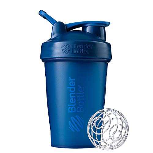 BlenderBottle Classic Loop - Botella Mezcladora de Batidos de proteínas con batidor Blenderball, Azul Marino (Navy), 590ml