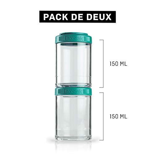 BlenderBottle GoStak 2Pak, Contenedor de suplementos alimenticios, teal, Pak de (2x150ml)