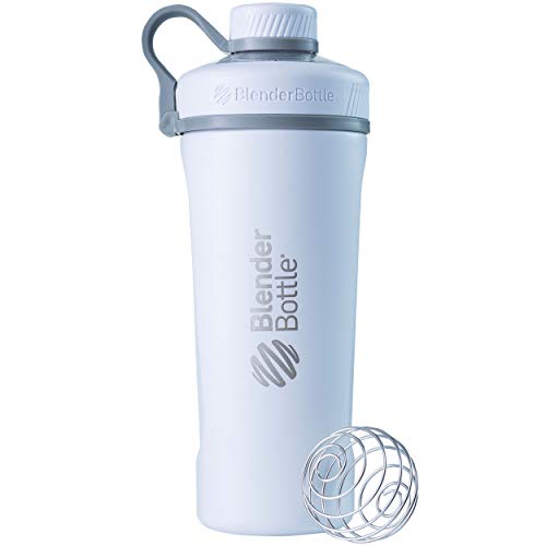 BlenderBottle Radian de acero inoxidable | Botella de agua | Botella mezcladora de batidos de proteínas | con batidor Blenderball | libre de BPA |Blanco - 770ml