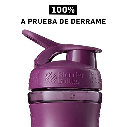 BlenderBottle Sportmixer Botella de agua | Botella mezcladora de batidos de proteínas | con batidor Blenderball | libre de BPA | Tritan| 590ml - plum