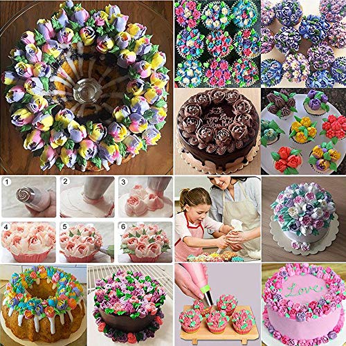 BLUGUL Rusas Boquillas para Manga Pastelera, Consejos de Pastelería, 12 Boquillas + 1 Bolsa + 1 Acopladores, Acero Inoxidable Reutilizable Herramientas para Decoración de Cupcakes y Tartas