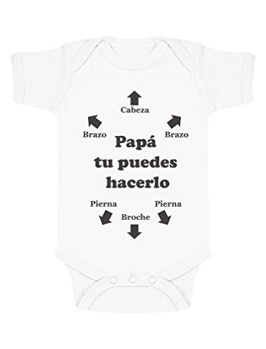 Body de Manga Corta para Bebé - Regalos Originales para Padres Primerizos - Papá Tu Puedes Hacerlo