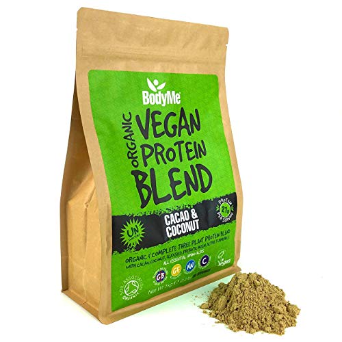 BodyMe Mezcla de Proteina Vegana Organica en Polvo | Crudo Cacao Coco | 1kg | Sin Edulcorante | Baja Carb | Sin Gluten | 3 Proteinas Veganas | 21g Proteina Vegetal Completa | Aminoacidos Esenciales