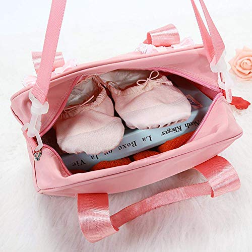 Bolsa de Ballet de Satén para Niñas, Lindo Bolso de Deporte Pequeño Infantil, Escuela Gimnasia Bandolera Personalizada Mochila de Ballet Zapato de Baile Bordado Mochila Regalo de Cumpleaños Rosa