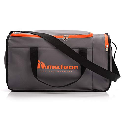 Bolsa de Deporte Gimnasio Fitness Viaje Vacaciones Deportiva - Bolso Universal con Bandolera - Bolsa plegada Ideal para jóvenes y Adultos, Hombre y Mujer 20L y 40L (Naranja/Gris, 20 L)