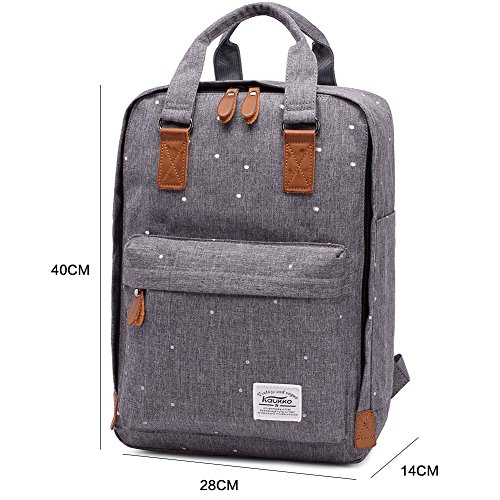 Bolsas Escolares KAUKKO Mochila Estilo Oxford Bolsa Ligera Bolso del Ordenador portátil de 14" (Gris)