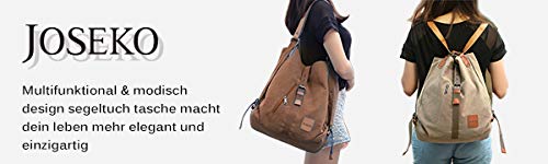 Bolso de hombro JOSEKO de lona Mochila para mujer, bolso convertible de mochila multifuncional para el trabajo, escuela, para viaje, Correa de PU, El color / diseño puede variar