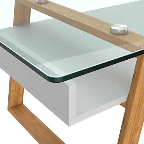 bonVIVO Mesa de Centro Vintage Donatella, Puede Usarse como Mesa de Café Moderna para Salón, Mesa de Centro Blanca, Mesas de Centro o Mesa Auxiliar con Marco de Madera Natural y Placa de Cristal