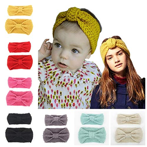 Boomly Madre-Bebé Invierno Tejer Lana Venda Anudado Head Wrap Band Hair Band Turbante Fotografía Atrezzo Accesorio Para El Pelo Para Padres Y Niños (Negro)