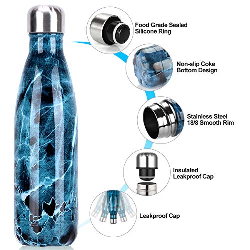 Botella de Agua de acero inoxidable sin BPA-350/500/750/1000 ml Botella Termica aisladas al vacío Botellas de doble pared reutilizable Mantiene bebidas 24h frías y 12h Calientes para Viaje, Deporte