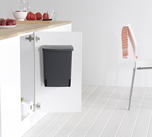 Brabantia 395246 - Cubo interior de plástico, 10 litros, color negro, acero inoxidable