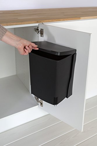 Brabantia 395246 - Cubo interior de plástico, 10 litros, color negro, acero inoxidable