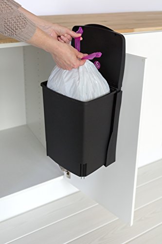 Brabantia 395246 - Cubo interior de plástico, 10 litros, color negro, acero inoxidable