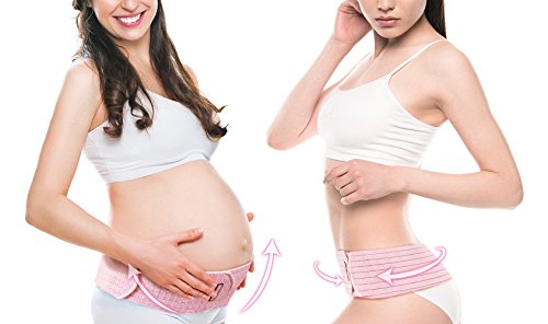 Bracoo MS61 I Cinturón de Maternidad Ajustable, Alivia Pesadez, Da Soporte a la Barriga y Espalda, Ayuda a Prevenir Prolapso, Rosa, Talla Única