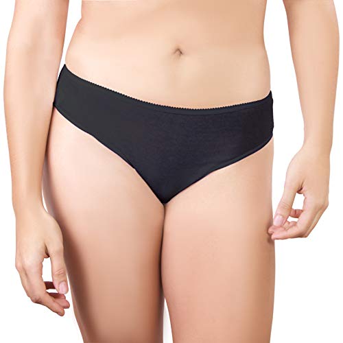 Bragas Desechables Súper Suave y Ligera de Algodón para Mujer (Lote de 5) - Ropa Interior de un Solo Uso para Maternidad Hospitales Viajes SPA Masajes (3) Large Caderas 102-104 cm, Negro