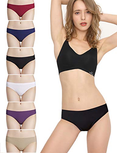 Bragas Mujer sin Costuras Invisible Señoras Braguitas Low Rise Suave Ligera Bikini Braguitas, Pack de 6 Multicolor M