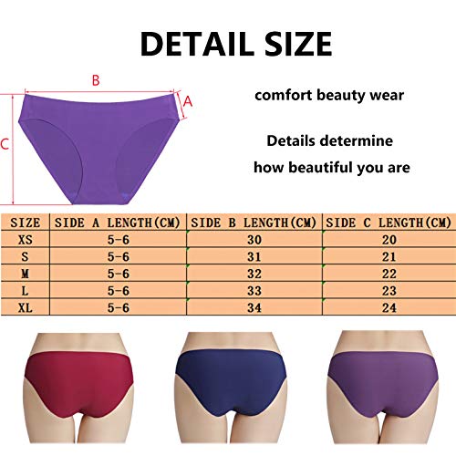 Bragas Mujer sin Costuras Invisible Señoras Braguitas Low Rise Suave Ligera Bikini Braguitas, Pack de 6 Multicolor M