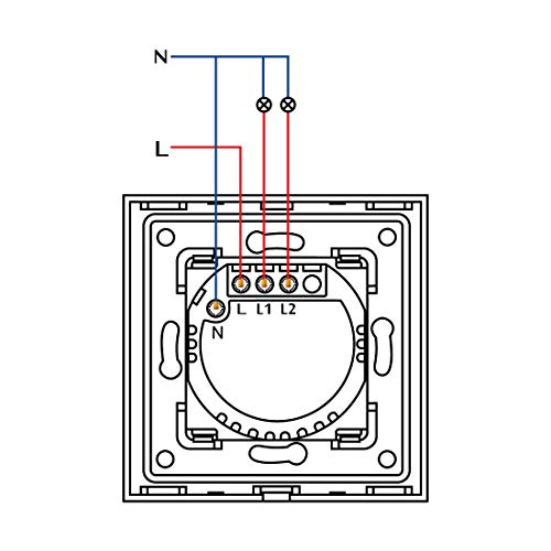 BSEED Interruptores de luz de pared Smart WiFi Touch Sensor (se necesita alimentación neutra) Panel de vidrio compatible Alexa/Tuya/IFTT 2 Gang 1 Via Negro