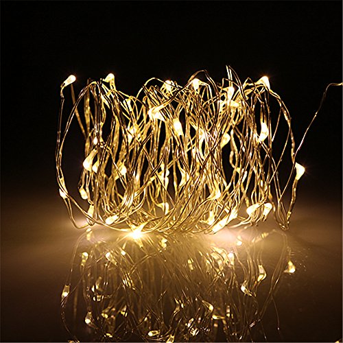 BUYERTIME 5M/16.4Ft 50 LEDs Cadena de Luz Impermeable Luces de Hadas Guirnalda Luces para Iluminación Habitacion Navidad Fiesta Interior Decoración - Blanco Cálido