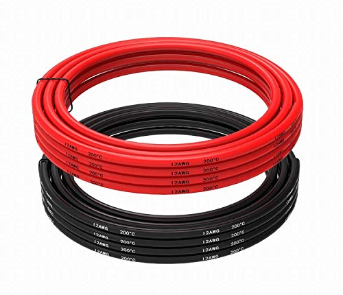 Cable de silicona de calibre 12 de baja impedancia suave y flexible, cable de silicona 12 AWG 680 hilos de 0.08 mm Cable de cobre para RC Coche, avión no tripulado, batería de avión, etc.(12AWG)