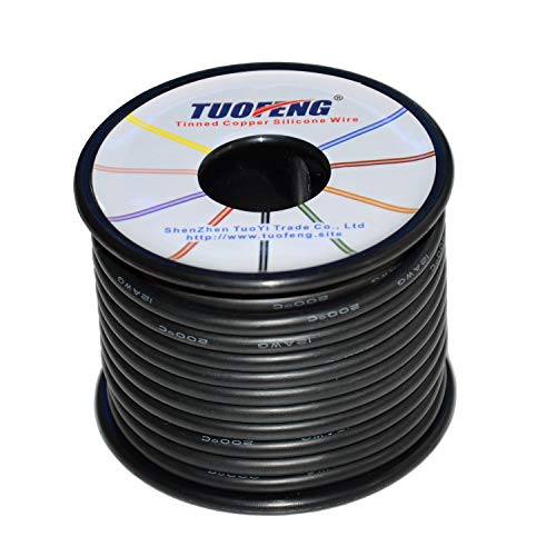 Cable de silicona de calibre 12 TUOFENG 20 metros [10 m negro y 10 m rojo] 12 AWG Cable eléctrico suave y flexible de cable de cobre estañado Resistencia a alta temperatura