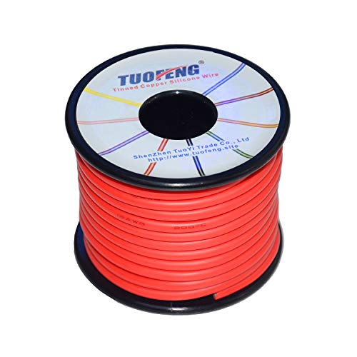 Cable de silicona de calibre 12 TUOFENG 20 metros [10 m negro y 10 m rojo] 12 AWG Cable eléctrico suave y flexible de cable de cobre estañado Resistencia a alta temperatura