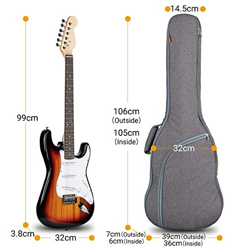 CAHAYA Bolsa Guitarra Electrica Acolchada 9mm Funda para Guitarra Electrica con Un Bolsillo Frontal para Libros de Música