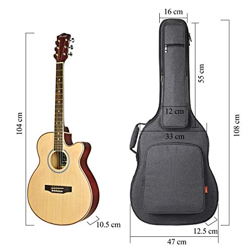 CAHAYA Funda de Guitarra Universal [Última Versión Reforzada] Bolsa Guitarra Acolchada 18mm con 5 Bolsillos para Guitarra Acústica Clásica